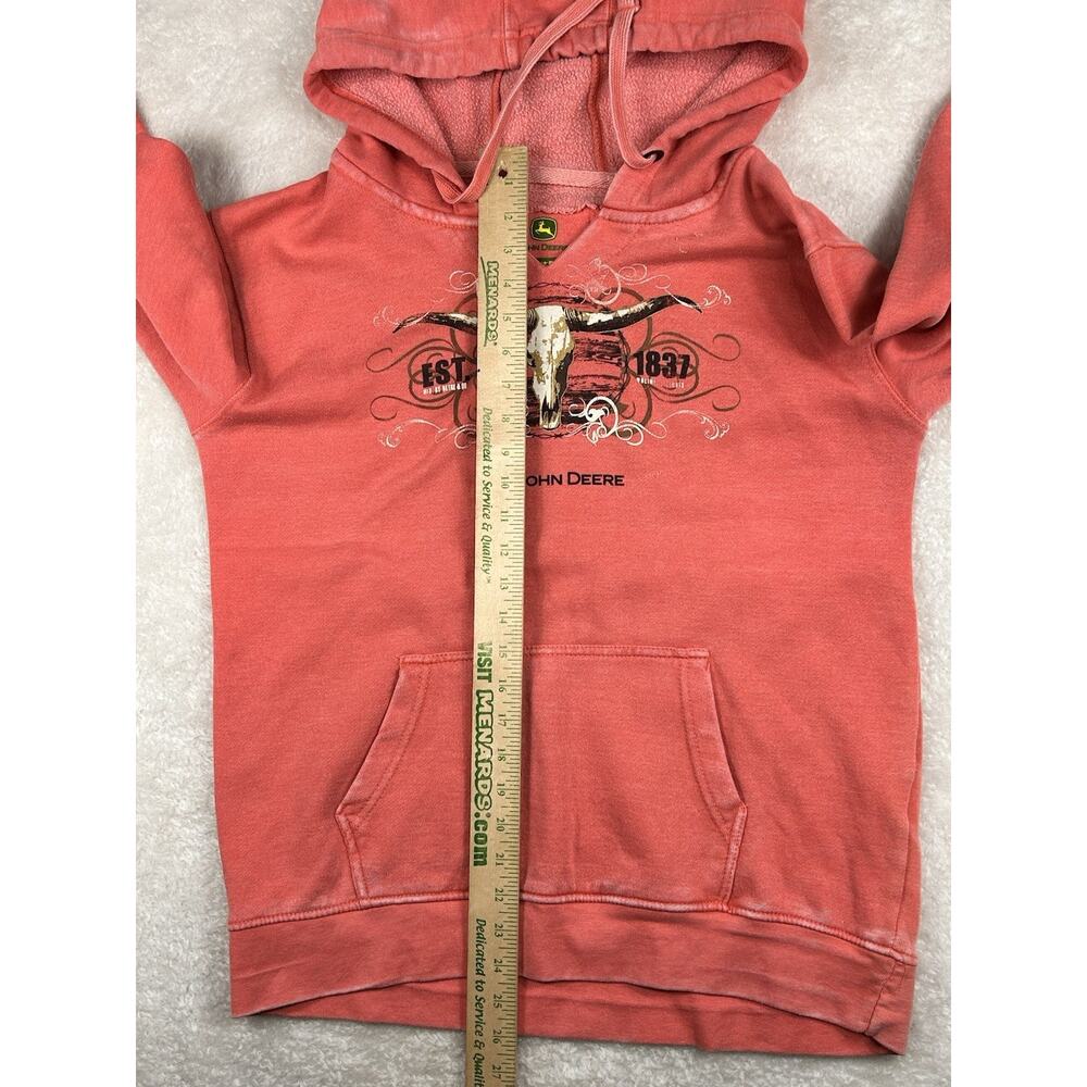 John Deere Tractors Hoodie Sweatshirt Women's Size Large Pink Cow Skull Farm - Picture 5 of 7